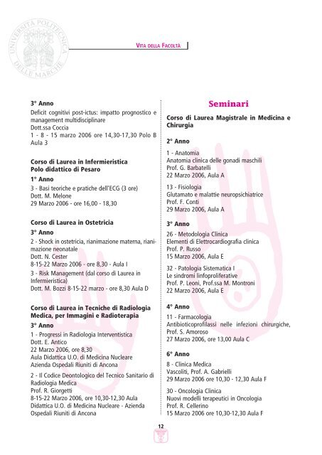 LETTERE 2006 03.pdf - Facoltà di Medicina e Chirurgia - Università ...