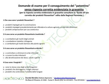 Domande di esame per il conseguimento del "patentino" senza ...