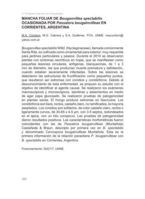 2º Congreso Argentino De Fitopatología Libro de Resúmenes