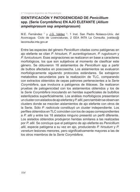 2º Congreso Argentino De Fitopatología Libro de Resúmenes