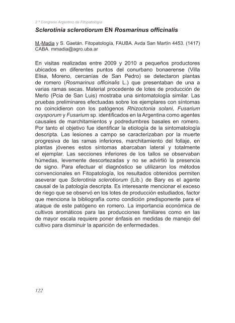 2º Congreso Argentino De Fitopatología Libro de Resúmenes