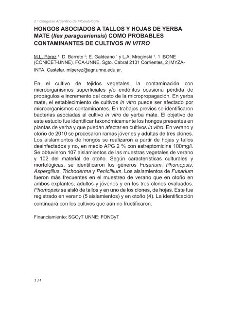 2º Congreso Argentino De Fitopatología Libro de Resúmenes