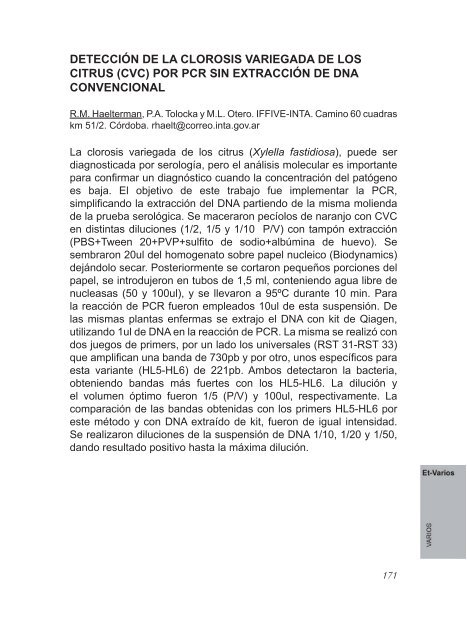 2º Congreso Argentino De Fitopatología Libro de Resúmenes