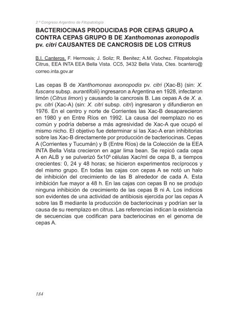 2º Congreso Argentino De Fitopatología Libro de Resúmenes