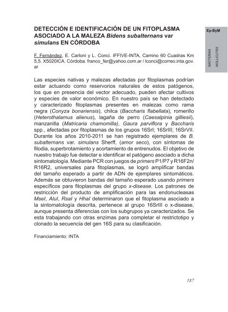 2º Congreso Argentino De Fitopatología Libro de Resúmenes