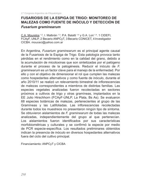 2º Congreso Argentino De Fitopatología Libro de Resúmenes