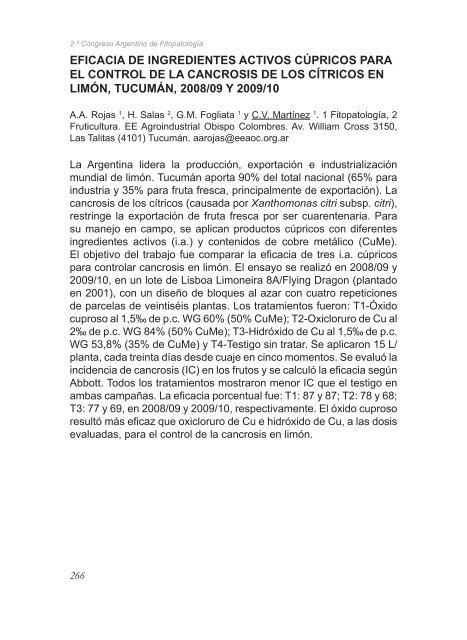 2º Congreso Argentino De Fitopatología Libro de Resúmenes