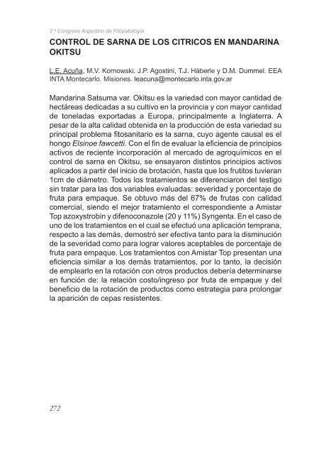 2º Congreso Argentino De Fitopatología Libro de Resúmenes