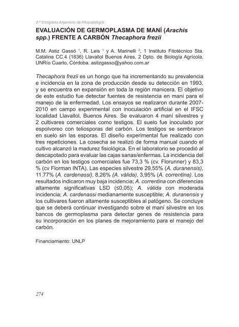 2º Congreso Argentino De Fitopatología Libro de Resúmenes