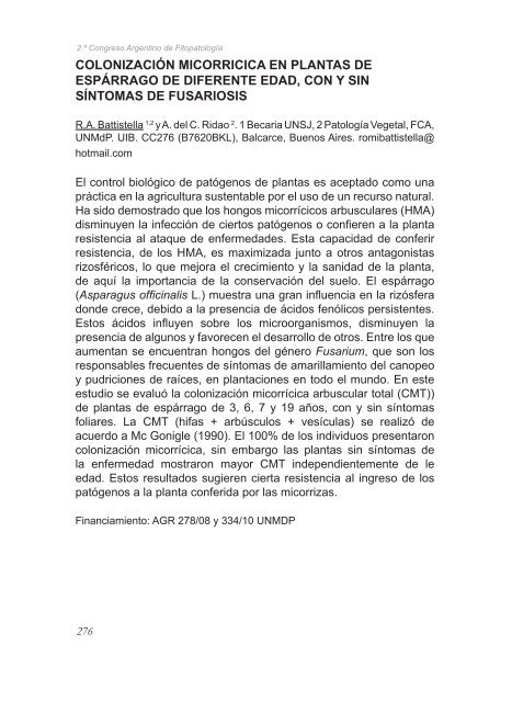 2º Congreso Argentino De Fitopatología Libro de Resúmenes