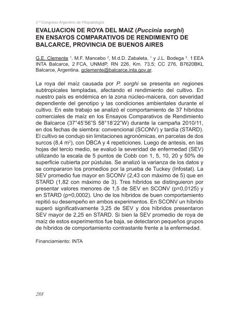 2º Congreso Argentino De Fitopatología Libro de Resúmenes