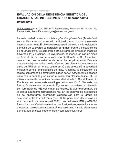 2º Congreso Argentino De Fitopatología Libro de Resúmenes