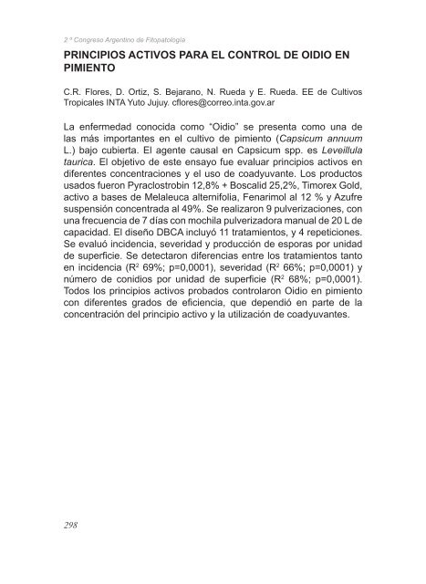 2º Congreso Argentino De Fitopatología Libro de Resúmenes