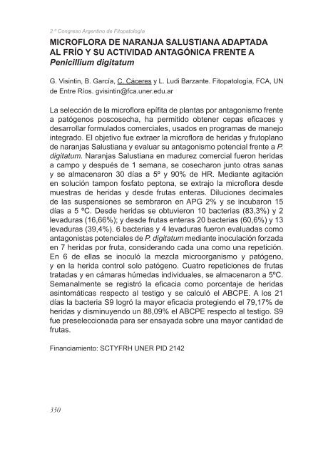 2º Congreso Argentino De Fitopatología Libro de Resúmenes