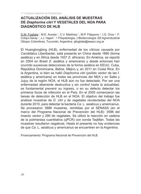 2º Congreso Argentino De Fitopatología Libro de Resúmenes