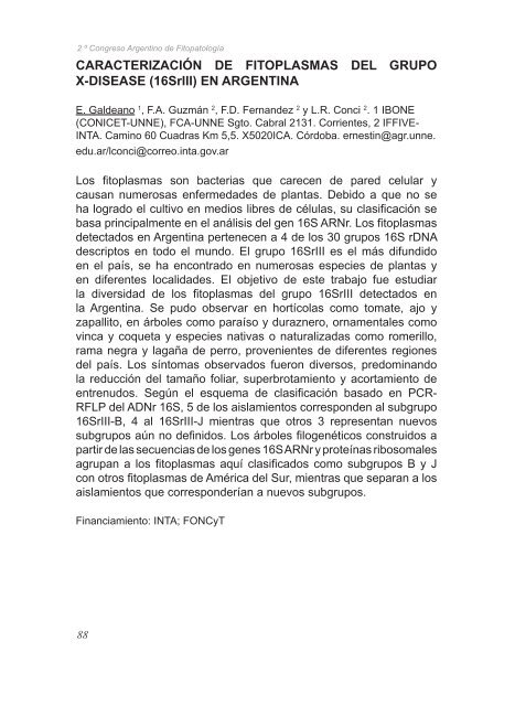 2º Congreso Argentino De Fitopatología Libro de Resúmenes