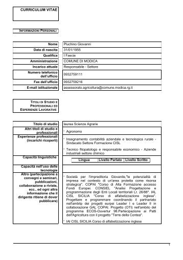 curriculum vitae - Comune di Modica