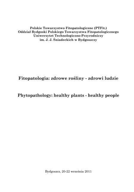 Fitopatologia: zdrowe rośliny - zdrowi ludzie Phytopathology ...