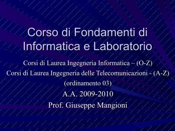 Notizie sul corso - Dipartimento di Ingegneria Informatica e delle ...