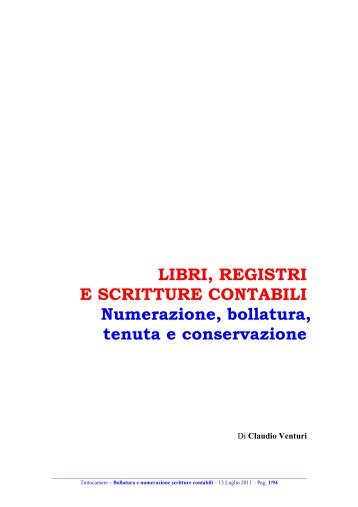 Libri, registri e scritture contabili. Numerazione ... - TuttoCamere.it