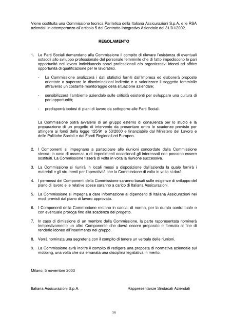 1 ITALIANA ASSICURAZIONI CONTRATTO INTEGRATIVO ...