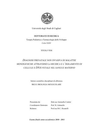 Diagnosi prenatale non invasiva di malattie monogeniche attraverso