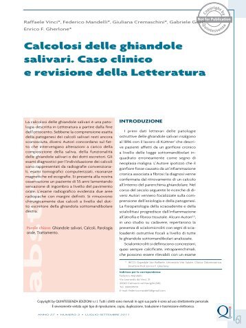 Calcolosi delle ghiandole salivari. Caso clinico e ... - Dott. Mandelli