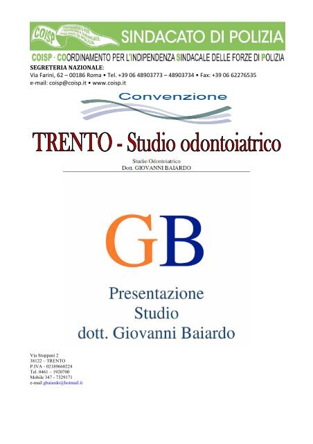 convenzione-trento-studio odontoiatrico dr baiardo giovanni - Coisp