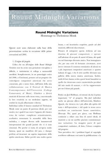 Round Midnight Variations - Emanuele Arciuli