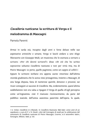 Cavalleria rusticana: la scrittura di Verga e il melodramma di Mascagni