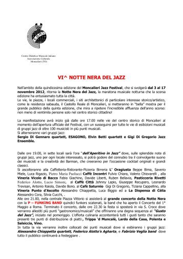 "La 6ª Notte Nera del Jazz" (.pdf) - Moncalieri Jazz Festival