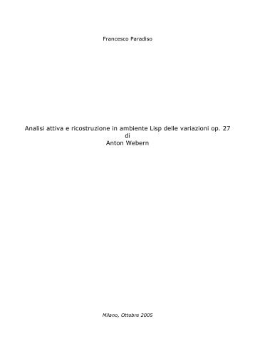 Analisi attiva e ricostruzione in ambiente Lisp delle variazioni op. 27 ...