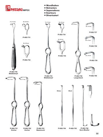 Wundhaken Retractors Separadores Ecarteurs Divaricatori 88