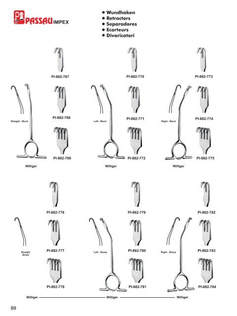 Wundhaken Retractors Separadores Ecarteurs Divaricatori 88