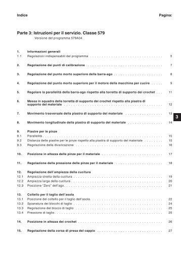 Parte 3: Istruzioni per il servizio. Classe 579 - Durkopp Adler AG