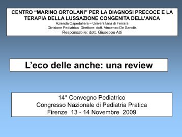 centro “marino ortolani” per la diagnosi precoce e - Pinguini.net