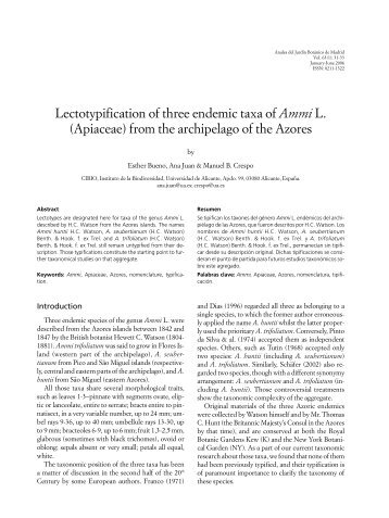 Lectotypification of three endemic taxa of Ammi L. - Anales del ...