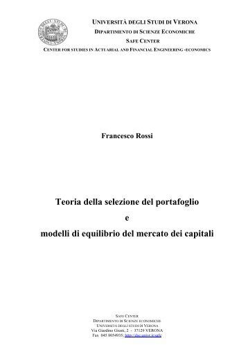 Teoria della selezione del portafoglio e modelli di equilibrio del ...