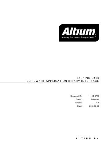 TASKING C166 ELF-DWARF APPLICATION BINARY INTERFACE