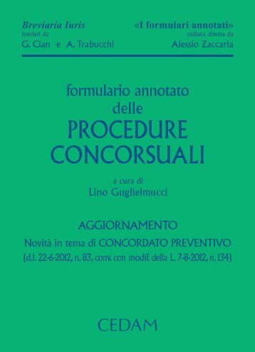 Novità in tema di CONCORDATO PREVENTIVO - Cedam