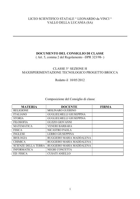 Vh Liceo Scientifico Leonardo Da Vinci
