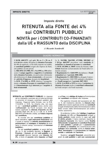 RITENUTA alla FONTE del 4% sui CONTRIBUTI ... - dintinoileana