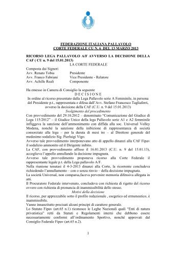 Documento - Federazione Italiana Pallavolo