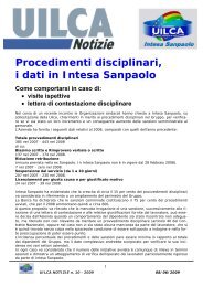 Procedimenti disciplinari, i dati in Intesa Sanpaolo - Uilca