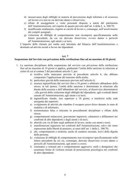 Regolamento Provvedimenti Disciplinari - Comune di Calcinaia