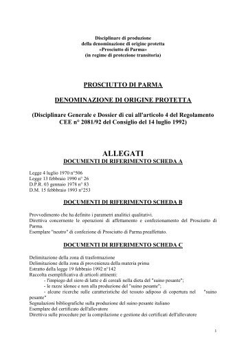 Scarica il disciplinare - Consorzio del Prosciutto di Parma