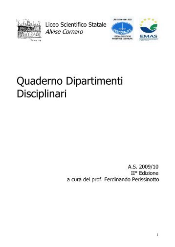 Quaderno Dipartimenti Disciplinari - Centro servizi amministrativi di ...