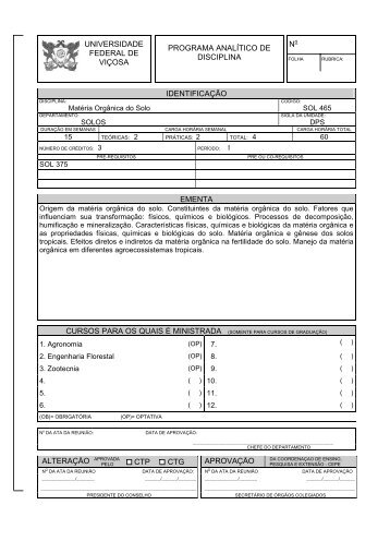 Programa Analítico - Departamento de Solos