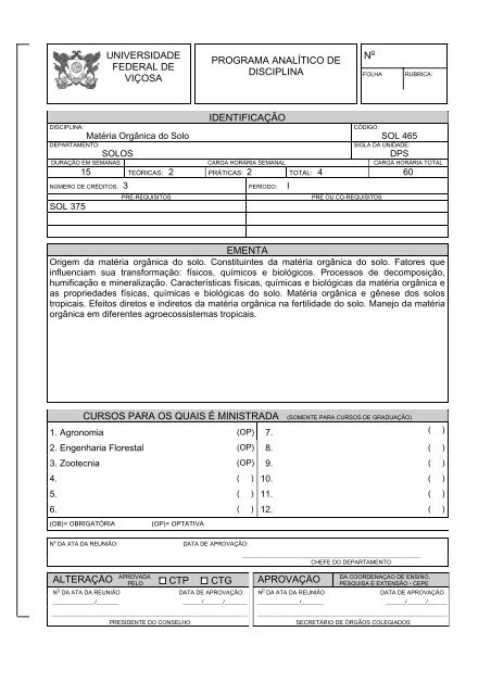 Programa Analítico - Departamento de Solos