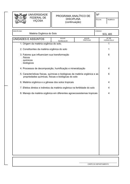 Programa Analítico - Departamento de Solos